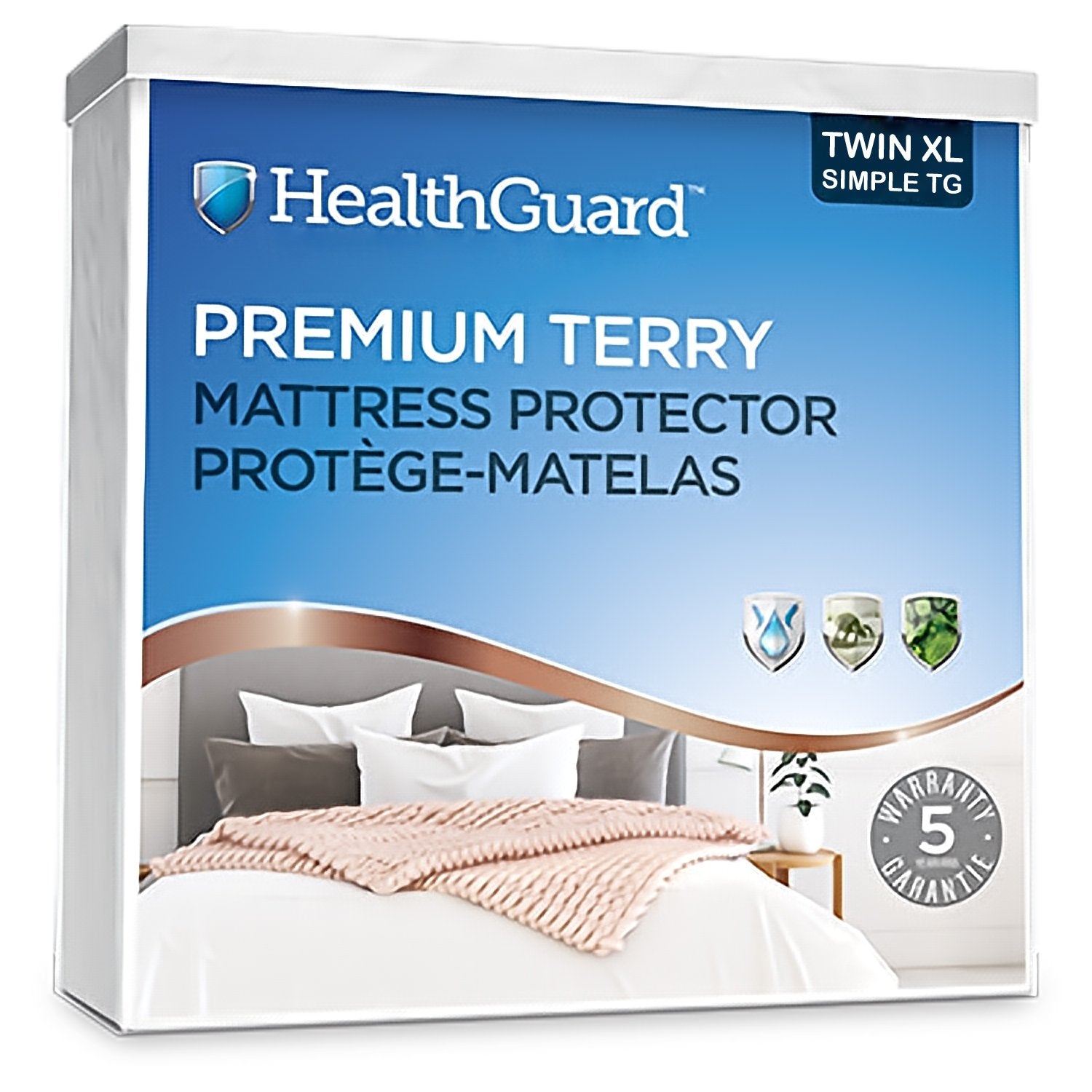 HealthGuard Premium Terry Protecteur de Matelas Imperméable Simple Extra Long - Liquidation Vente Finale - Simple Boutique
