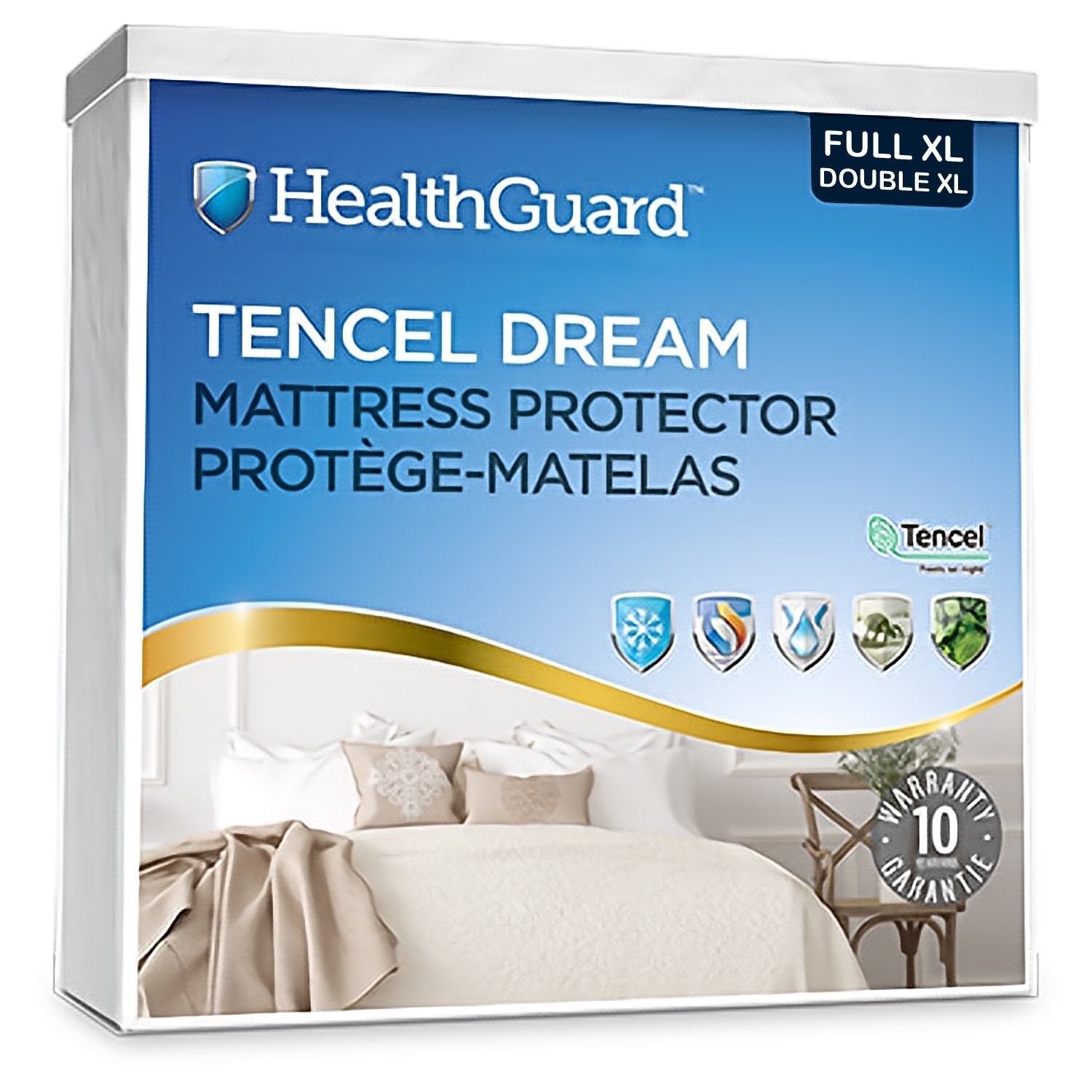 HealthGuard Tencel Dream Protecteur de Matelas Imperméable Double Extra Long - Liquidation Vente Finale - Simple Boutique