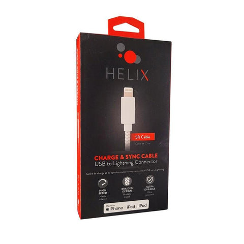 Helix - Câble Lightning pour le Chargement et la Synchronisation, Pour Iphone et Ipad, 5 Pieds, Blanc
