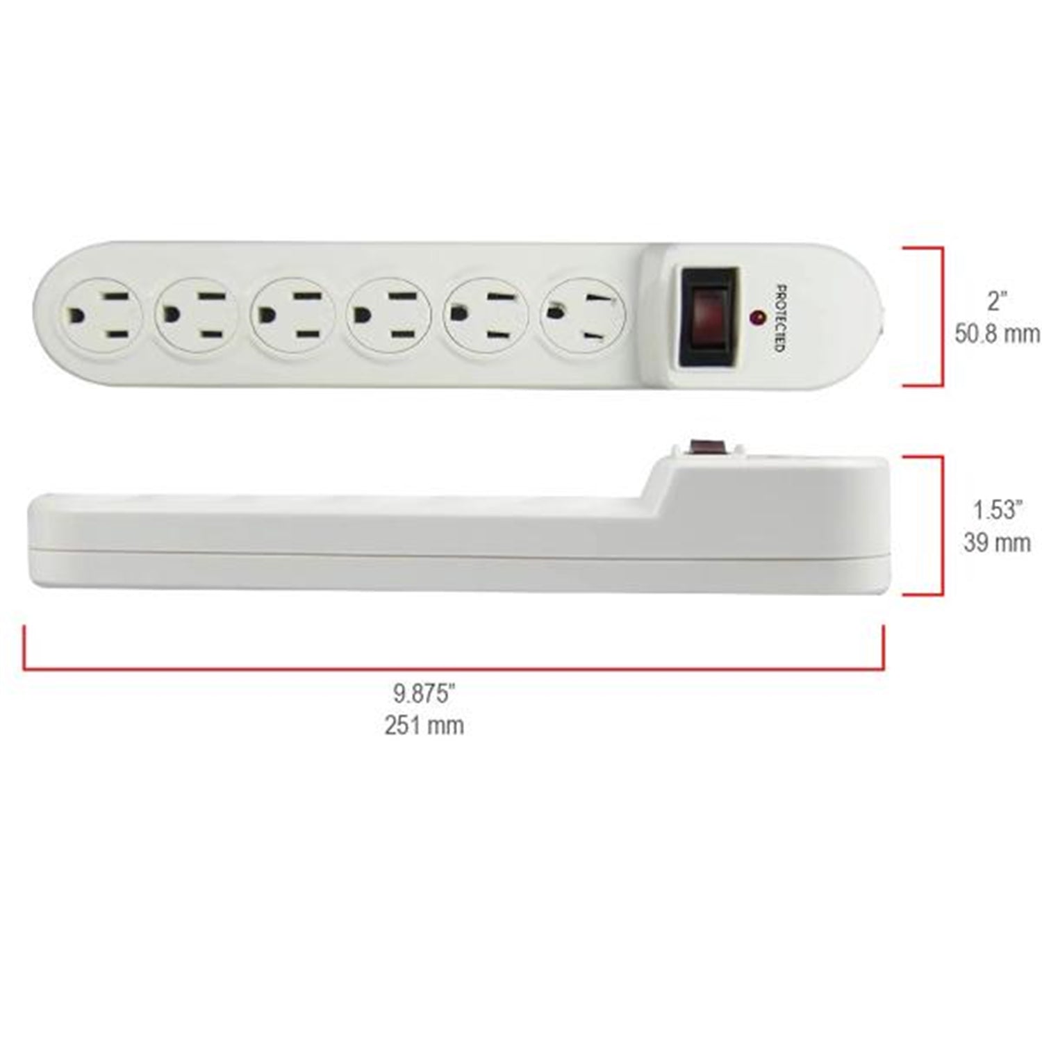 Hyper Tough - Protecteur de Surtension à 6 Prises, 900 Joules, Câble de 6 Pieds, Blanc - Simple Boutique