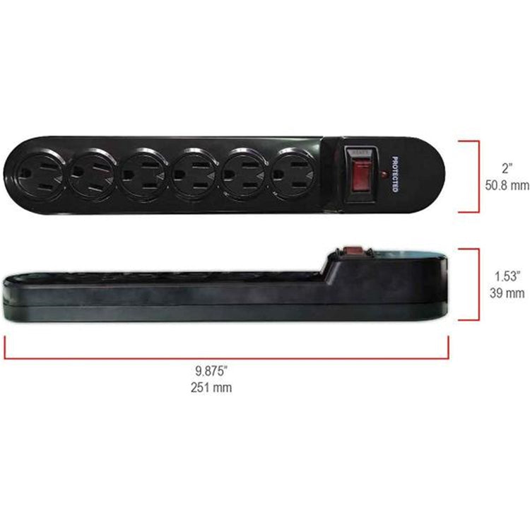Hyper Tough - Protecteur de Surtension à 6 Prises, 900 Joules, Câble de 6 Pieds, Noir - Simple Boutique