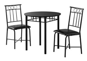 I 1013 Ensemble De Table À Manger, Ensemble 3pcs, Petit, 30" Rond, Cuisine, Métal, Stratifié, Noir, Contemporain, Moderne - Simple Boutique