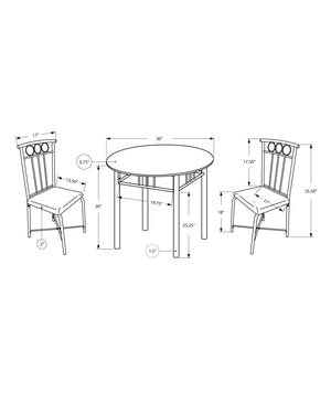 I 1013 Ensemble De Table À Manger, Ensemble 3pcs, Petit, 30" Rond, Cuisine, Métal, Stratifié, Noir, Contemporain, Moderne - Simple Boutique