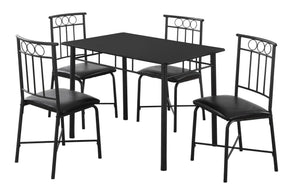 I 1018 Ensemble De Table À Manger, 5pcs Ensemble, Petit, 40" Rectangulaire, Cuisine, Métal, Stratifié, Noir, Contemporain, Moderne - Simple Boutique