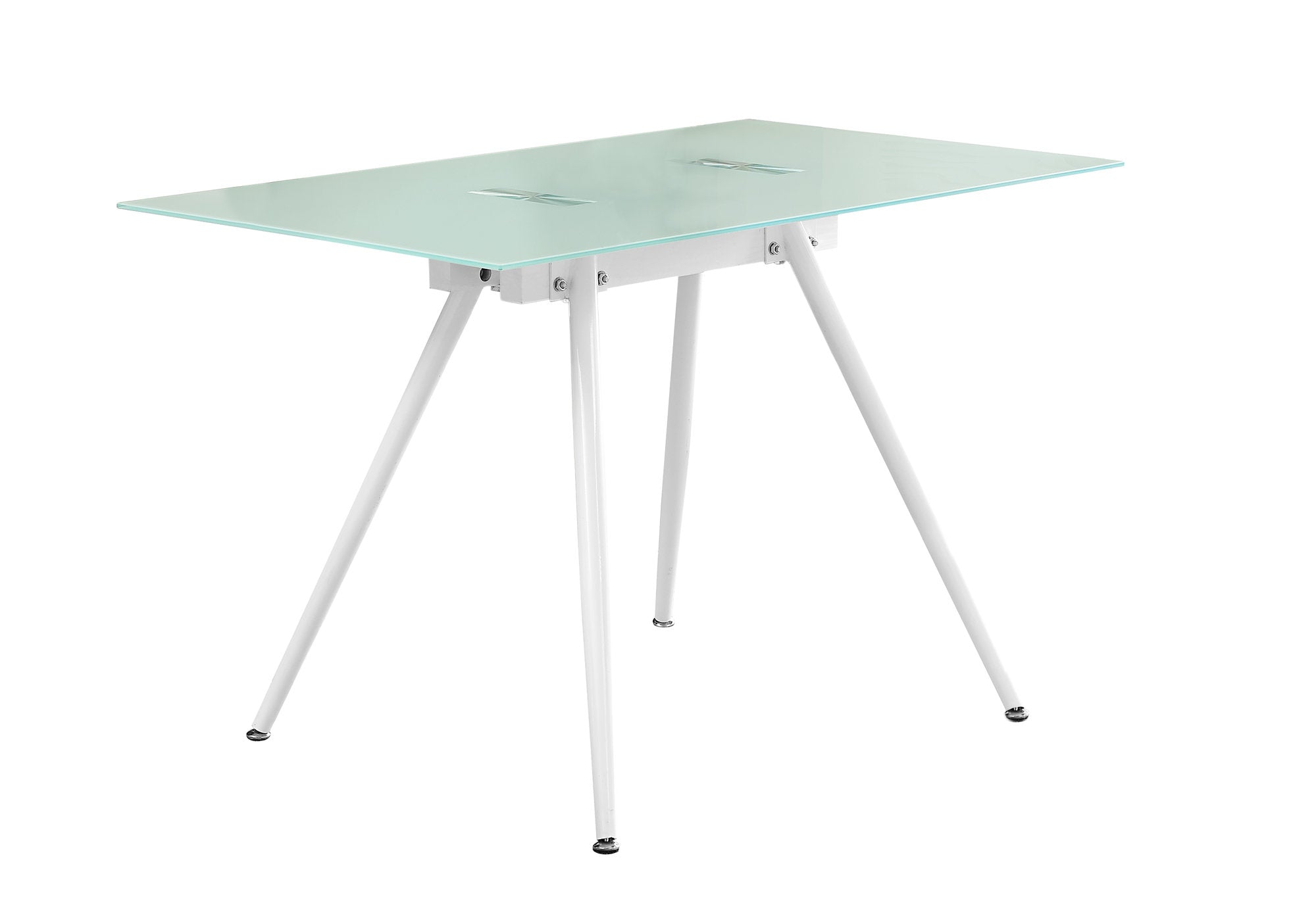 I 1032 Bureau, Bureau À Domicile, Ordinateur Portable, 48"l, Travail, Métal, Verre Trempé, Blanc, Contemporain, Moderne - Simple Boutique