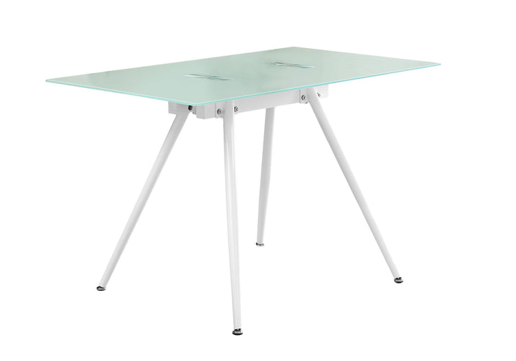 I 1032 Bureau, Bureau À Domicile, Ordinateur Portable, 48"l, Travail, Métal, Verre Trempé, Blanc, Contemporain, Moderne - Simple Boutique