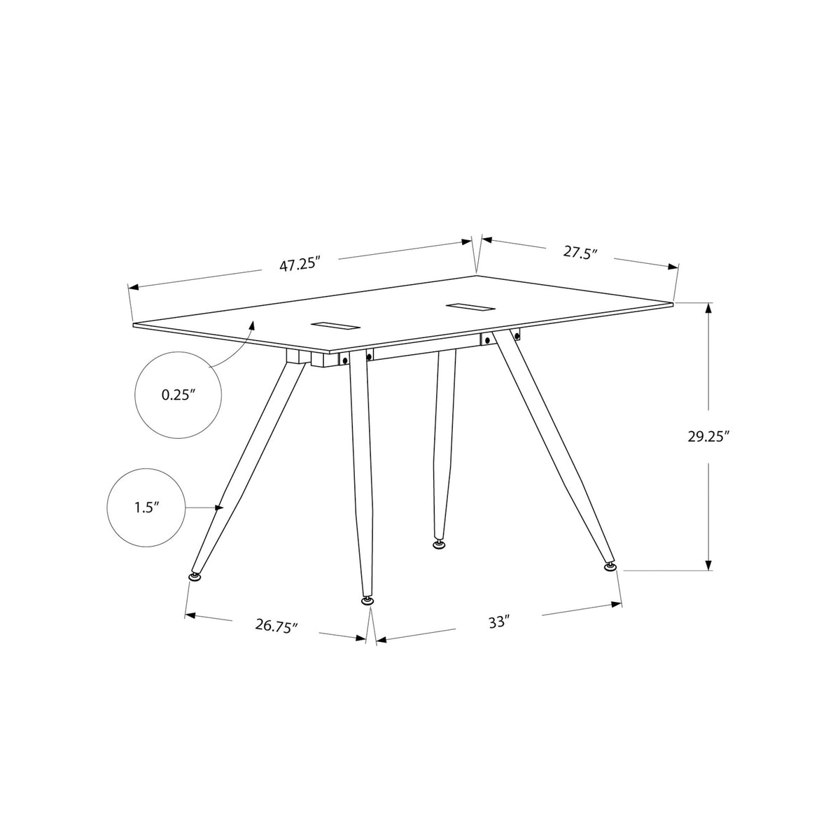 I 1032 Bureau, Bureau À Domicile, Ordinateur Portable, 48"l, Travail, Métal, Verre Trempé, Blanc, Contemporain, Moderne - Simple Boutique