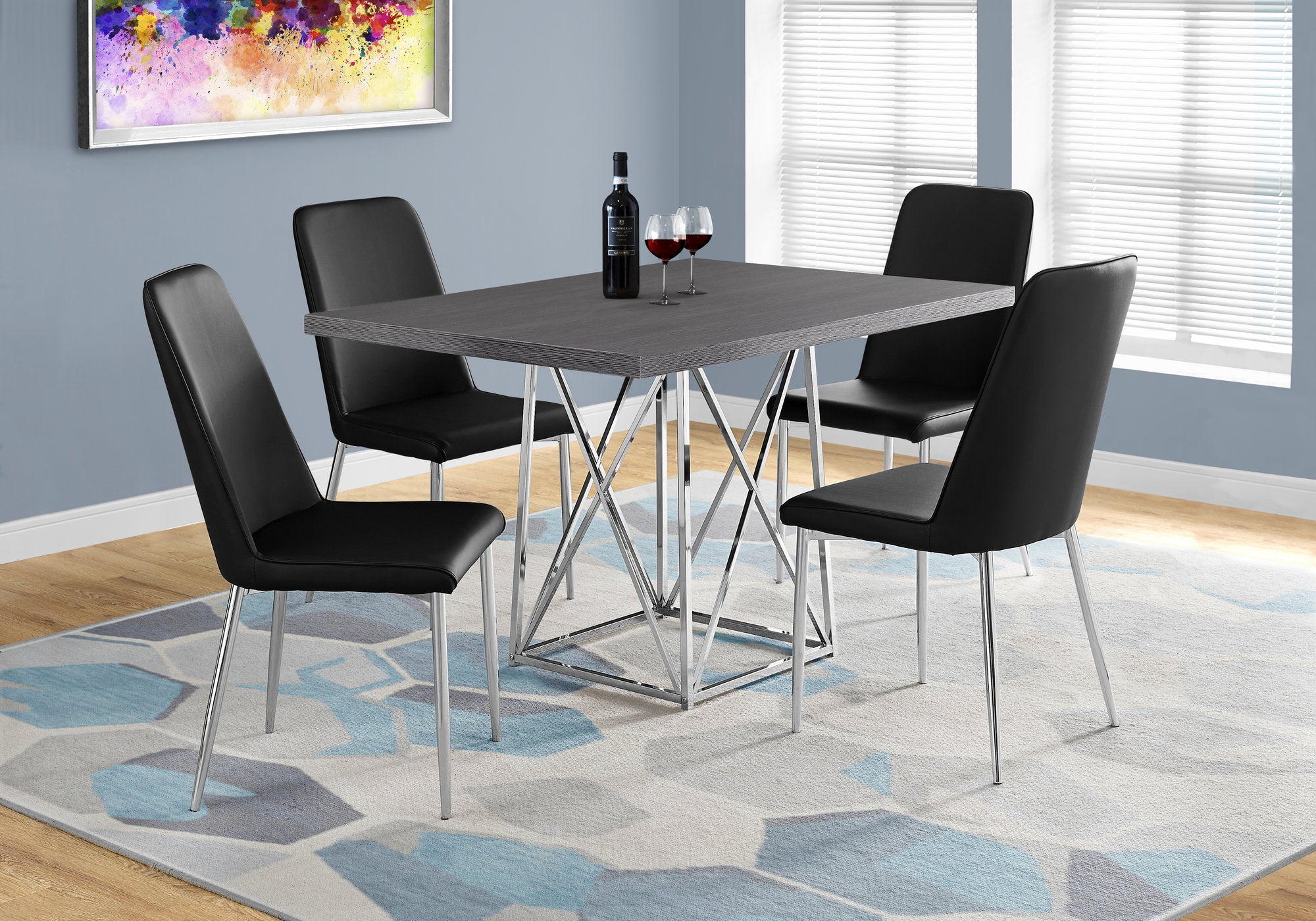 I 1059 Table A Manger, 48" Rectangulaire, Petit, Cuisine, Salle À Manger, Métal, Stratifié, Gris, Chrome, Contemporain, Moderne - Simple Boutique