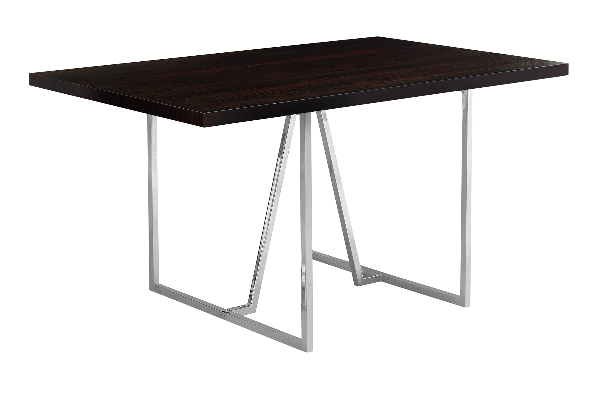 I 1064 Table A Manger, 60" Rectangulaire, Cuisine, Salle À Manger, Métal, Stratifié, Brun, Chrome, Contemporain, Moderne - Simple Boutique