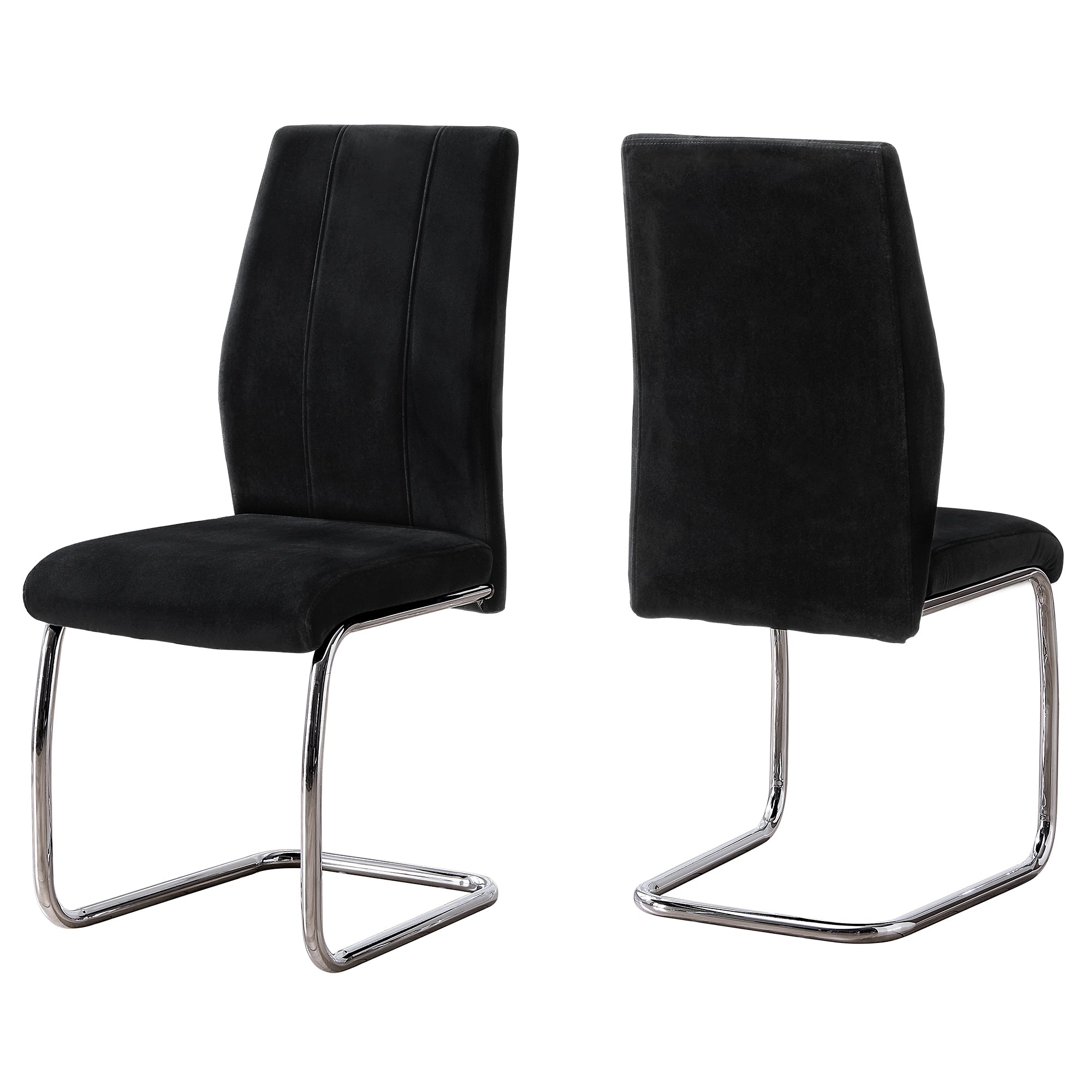 I 1067 Chaise, Lot De 2, Côté, Rembourré, Cuisine, Salle À Manger, Velours, Métal, Noir, Chrome, Contemporain, Moderne - Simple Boutique