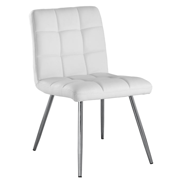 I 1071 Chaise, Lot De 2, Côté, Rembourré, Cuisine, Salle À Manger, Pu D'aspect Cuir, Métal, Blanc, Chrome, Contemporain, Moderne - Simple Boutique