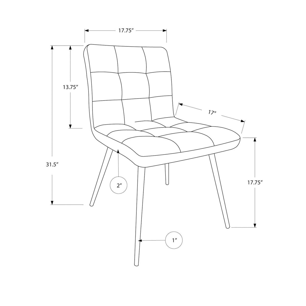 Monarch Specialties I 1071 Chaise, Lot De 2, Côté, Rembourré, Cuisine, Salle À Manger, Pu D'aspect Cuir, Métal, Blanc, Chrome, Contemporain, Moderne - Simple Boutique