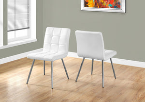 I 1071 Chaise, Lot De 2, Côté, Rembourré, Cuisine, Salle À Manger, Pu D'aspect Cuir, Métal, Blanc, Chrome, Contemporain, Moderne - Simple Boutique