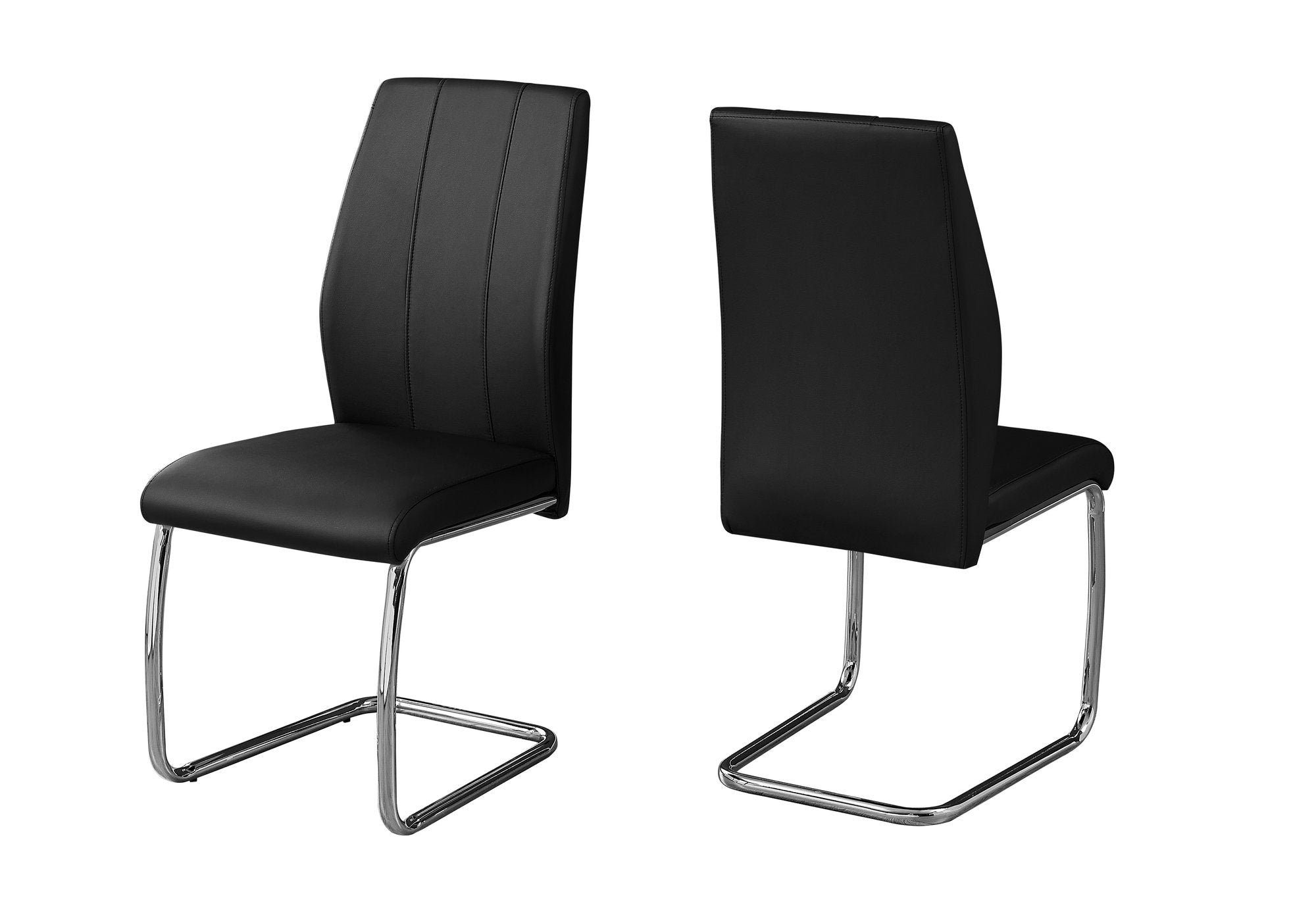 I 1076 Chaise 2 mcx 39"H Similicuir Noir Chrome - Simple Boutique