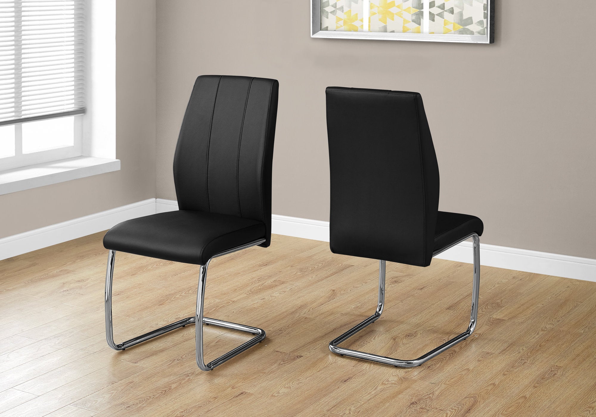 I 1076 Chaise 2 mcx 39"H Similicuir Noir Chrome - Simple Boutique
