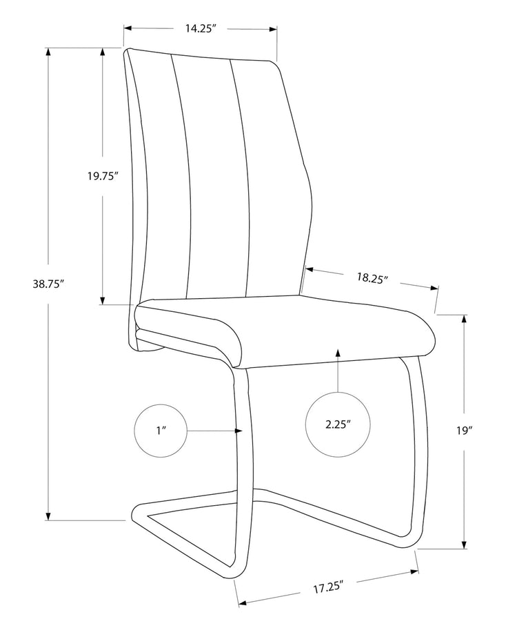 I 1077 Chaise, Lot De 2, Côté, Rembourré, Cuisine, Salle À Manger, Pu D'aspect Cuir, Métal, Gris, Chrome, Contemporain, Moderne - Simple Boutique