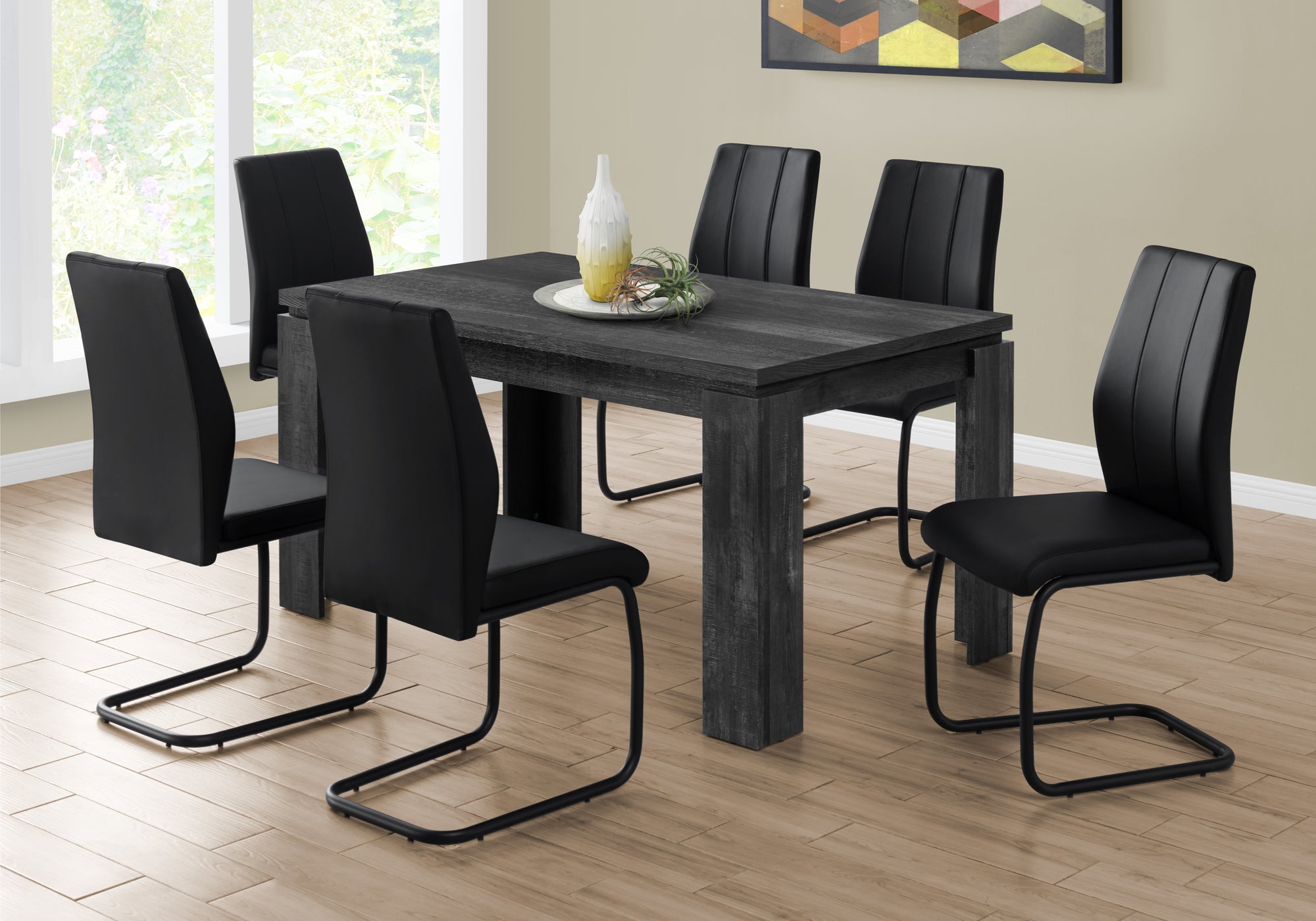 I 1089 Table A Manger, 60" Rectangulaire, Cuisine, Salle À Manger, Stratifié, Noir, Contemporain, Moderne - Simple Boutique