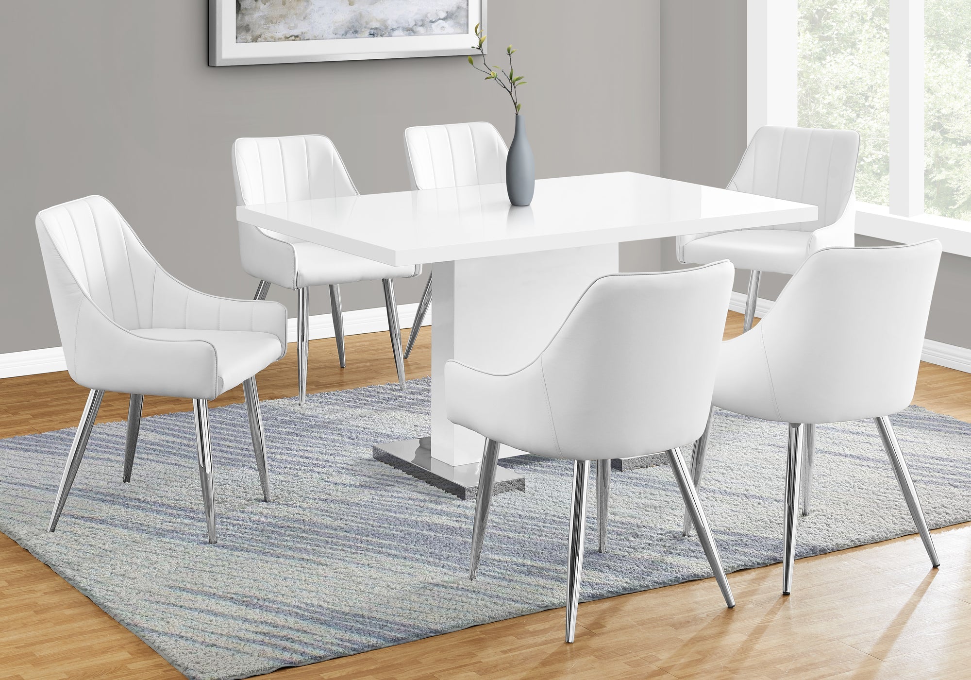 I 1090 Table A Manger, 60" Rectangulaire, Cuisine, Salle À Manger, Métal, Stratifié, Blanc Lustré, Chrome, Contemporain, Moderne - Simple Boutique