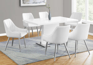 I 1090 Table A Manger, 60" Rectangulaire, Cuisine, Salle À Manger, Métal, Stratifié, Blanc Lustré, Chrome, Contemporain, Moderne - Simple Boutique