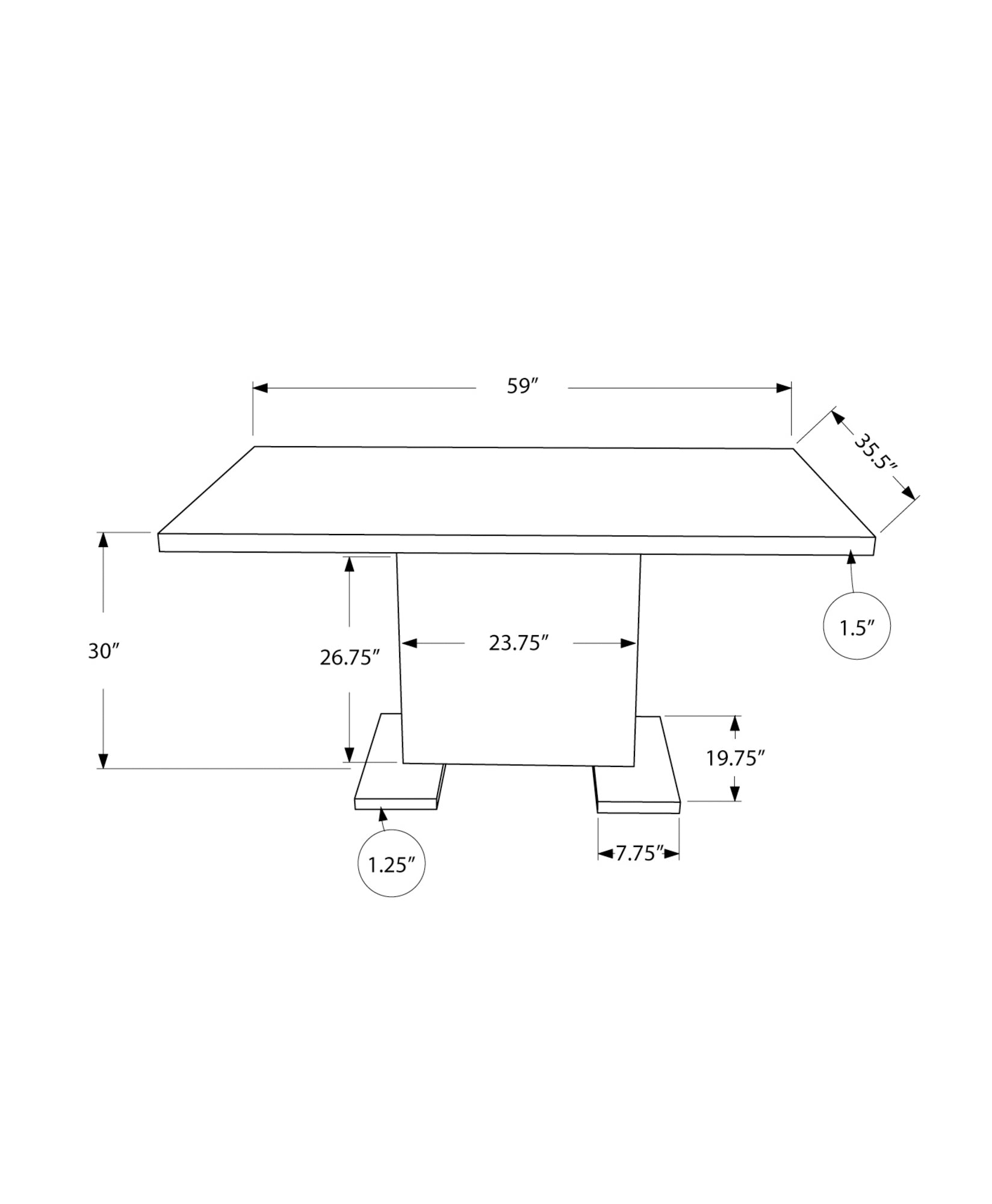 I 1090 Table A Manger, 60" Rectangulaire, Cuisine, Salle À Manger, Métal, Stratifié, Blanc Lustré, Chrome, Contemporain, Moderne - Simple Boutique