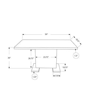 I 1090 Table A Manger, 60" Rectangulaire, Cuisine, Salle À Manger, Métal, Stratifié, Blanc Lustré, Chrome, Contemporain, Moderne - Simple Boutique