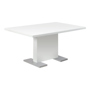 I 1090 Table A Manger, 60" Rectangulaire, Cuisine, Salle À Manger, Métal, Stratifié, Blanc Lustré, Chrome, Contemporain, Moderne - Simple Boutique