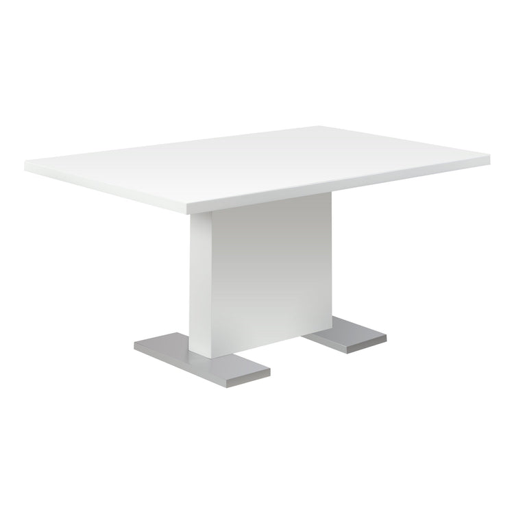 I 1090 Table A Manger, 60" Rectangulaire, Cuisine, Salle À Manger, Métal, Stratifié, Blanc Lustré, Chrome, Contemporain, Moderne - Simple Boutique