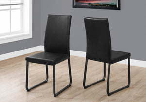 I 1106 Chaise, Lot De 2, Côté, Rembourré, Cuisine, Salle À Manger, Pu D'aspect Cuir, Métal, Noir, Contemporain, Moderne - Simple Boutique