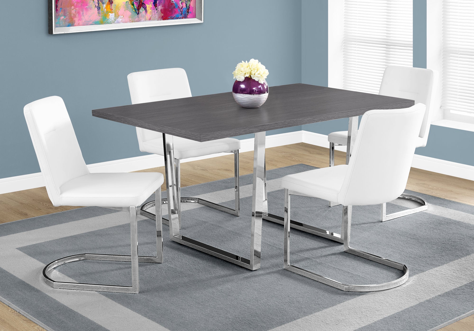 I 1120 Table A Manger, 60" Rectangulaire, Cuisine, Salle À Manger, Métal, Stratifié, Gris, Chrome, Contemporain, Moderne - Simple Boutique