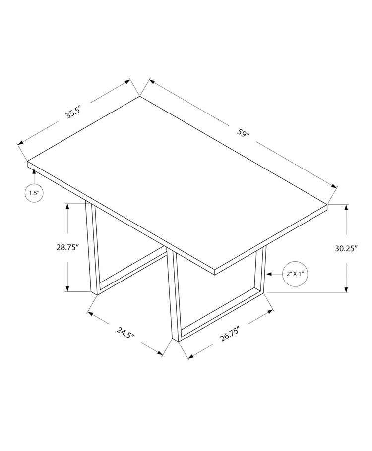 I 1120 Table A Manger, 60" Rectangulaire, Cuisine, Salle À Manger, Métal, Stratifié, Gris, Chrome, Contemporain, Moderne - Simple Boutique