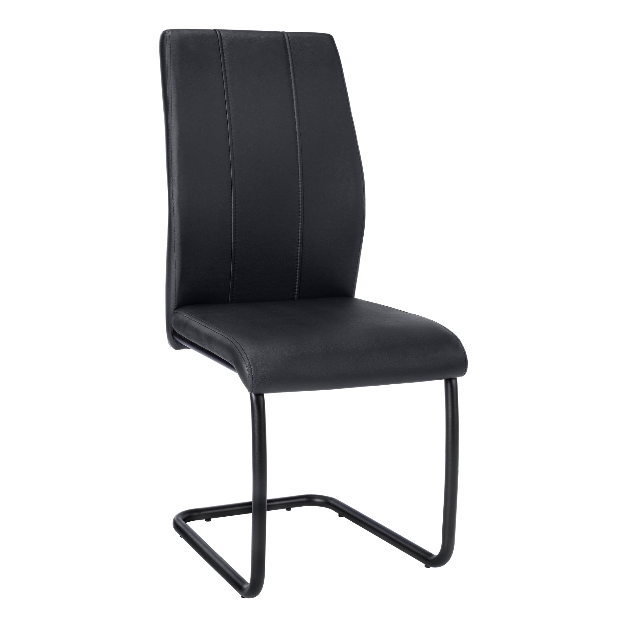 I 1123 Chaise, Lot De 2, Côté, Rembourré, Cuisine, Salle À Manger, Pu D'aspect Cuir, Métal, Noir, Contemporain, Moderne - Simple Boutique