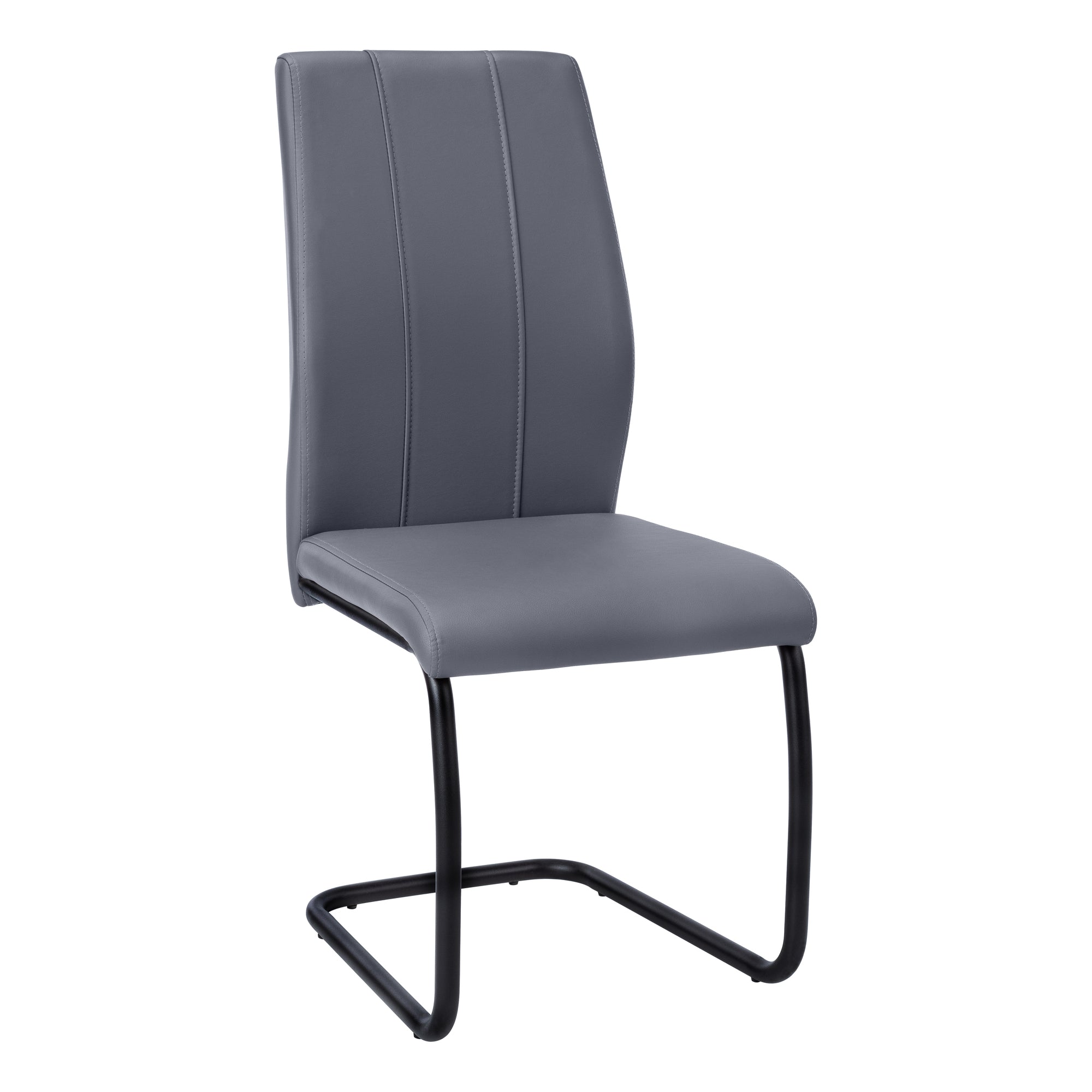 I 1124 Chaise, Lot De 2, Côté, Rembourré, Cuisine, Salle À Manger, Pu D'aspect Cuir, Métal, Gris, Noir, Contemporain, Moderne - Simple Boutique