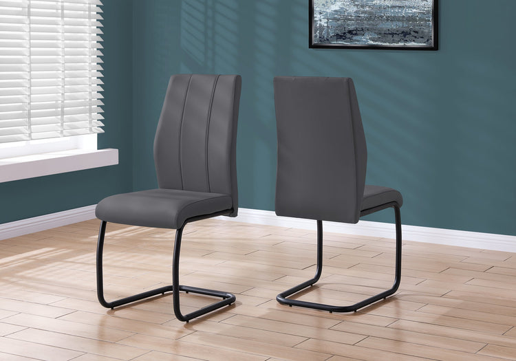 I 1124 Chaise, Lot De 2, Côté, Rembourré, Cuisine, Salle À Manger, Pu D'aspect Cuir, Métal, Gris, Noir, Contemporain, Moderne - Simple Boutique