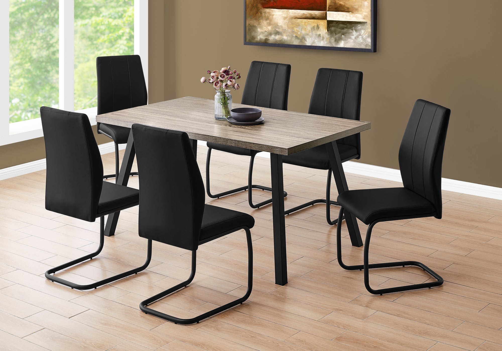 I 1137 Table A Manger, 60" Rectangulaire, Cuisine, Salle À Manger, Métal, Stratifié, Brun, Noir, Contemporain, Moderne - Simple Boutique