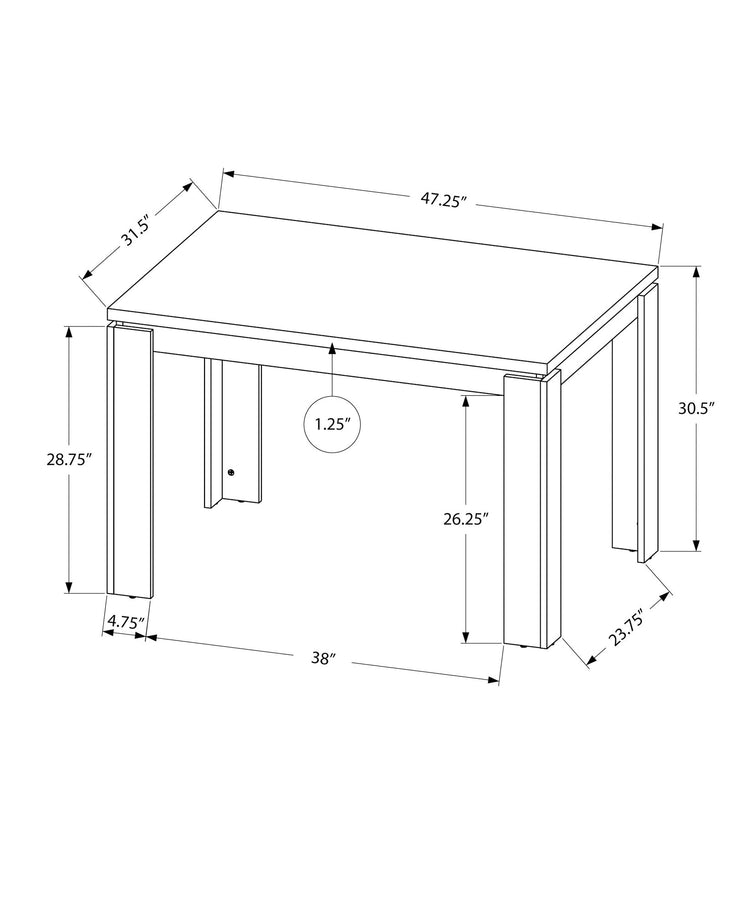 I 1166 Table A Manger, 48" Rectangulaire, Petit, Cuisine, Salle À Manger, Stratifié, Noir, Contemporain, Moderne - Simple Boutique