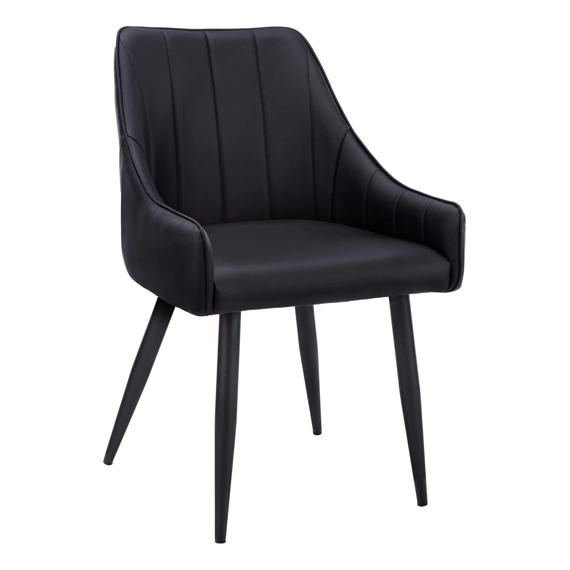 I 1187 Chaise, Lot De 2, Côté, Rembourré, Cuisine, Salle À Manger, Pu D'aspect Cuir, Métal, Noir, Contemporain, Moderne - Simple Boutique