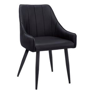 I 1187 Chaise, Lot De 2, Côté, Rembourré, Cuisine, Salle À Manger, Pu D'aspect Cuir, Métal, Noir, Contemporain, Moderne - Simple Boutique