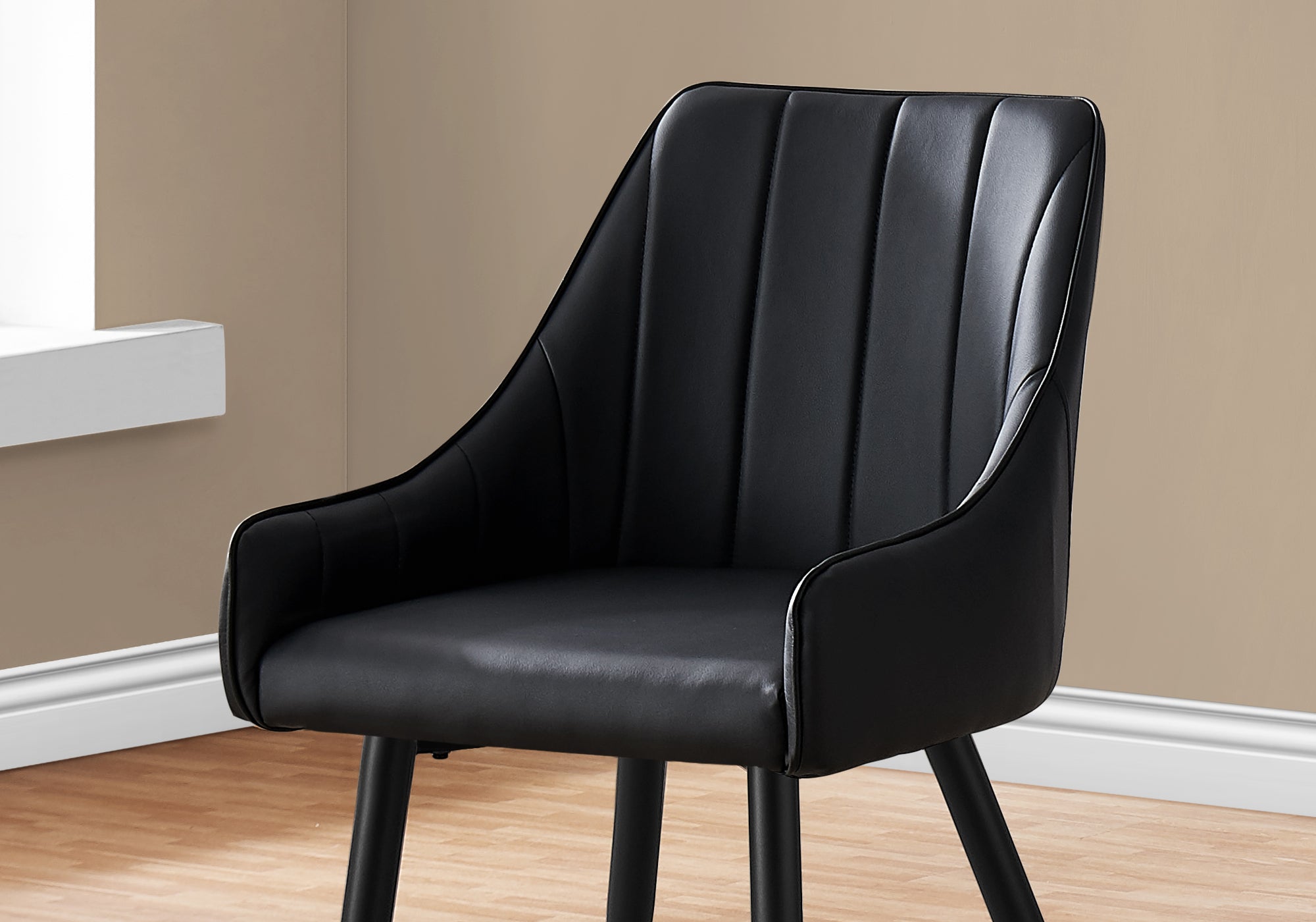 I 1187 Chaise, Lot De 2, Côté, Rembourré, Cuisine, Salle À Manger, Pu D'aspect Cuir, Métal, Noir, Contemporain, Moderne - Simple Boutique