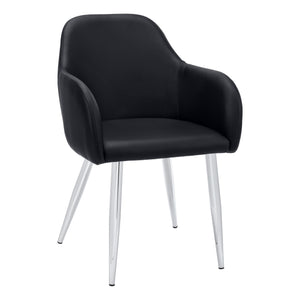 I 1191 Chaise, Lot De 2, Côté, Rembourré, Cuisine, Salle À Manger, Pu D'aspect Cuir, Métal, Noir, Chrome, Contemporain, Moderne - Simple Boutique