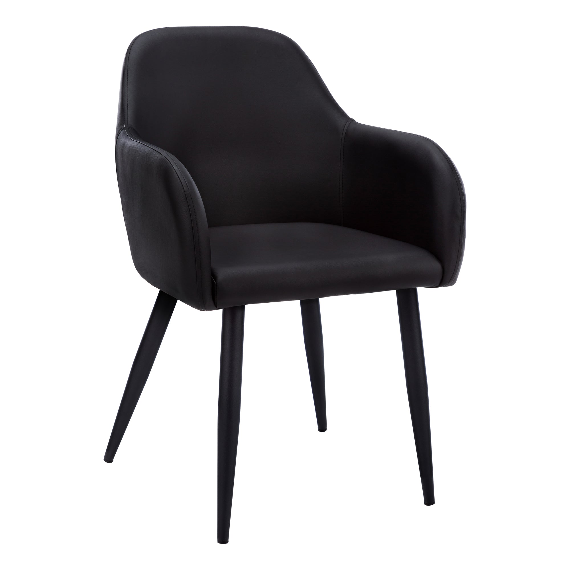 I 1193 Chaise, Lot De 2, Côté, Rembourré, Cuisine, Salle À Manger, Pu D'aspect Cuir, Métal, Noir, Contemporain, Moderne - Simple Boutique