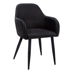 I 1193 Chaise, Lot De 2, Côté, Rembourré, Cuisine, Salle À Manger, Pu D'aspect Cuir, Métal, Noir, Contemporain, Moderne - Simple Boutique