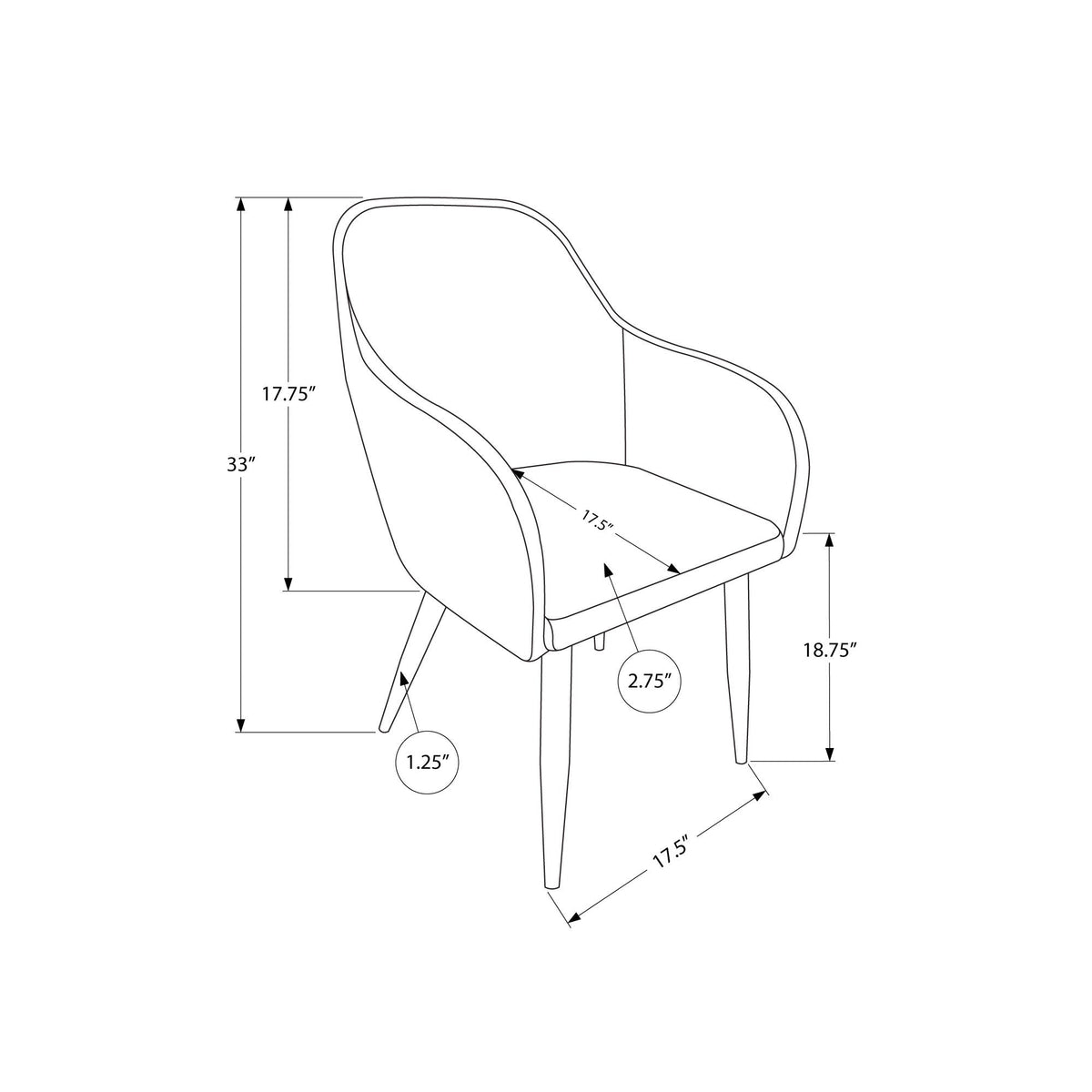 I 1193 Chaise, Lot De 2, Côté, Rembourré, Cuisine, Salle À Manger, Pu D'aspect Cuir, Métal, Noir, Contemporain, Moderne - Simple Boutique