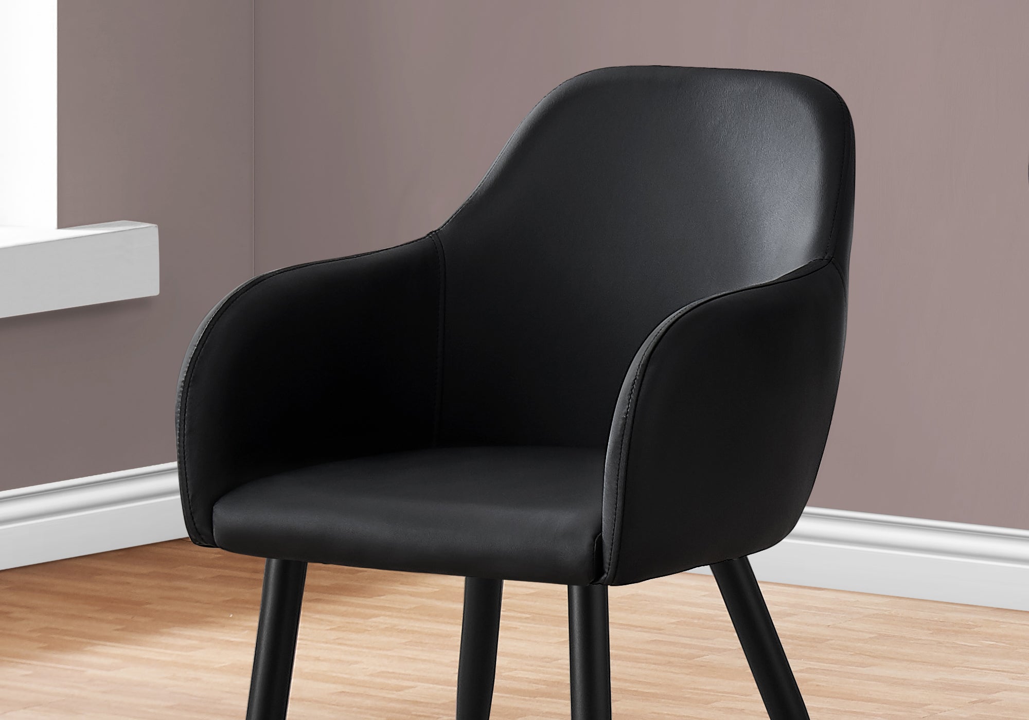I 1193 Chaise, Lot De 2, Côté, Rembourré, Cuisine, Salle À Manger, Pu D'aspect Cuir, Métal, Noir, Contemporain, Moderne - Simple Boutique