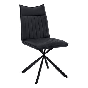 I 1215 Chaise, Lot De 2, Côté, Rembourré, Cuisine, Salle À Manger, Pu D'aspect Cuir, Métal, Noir, Contemporain, Moderne - Simple Boutique