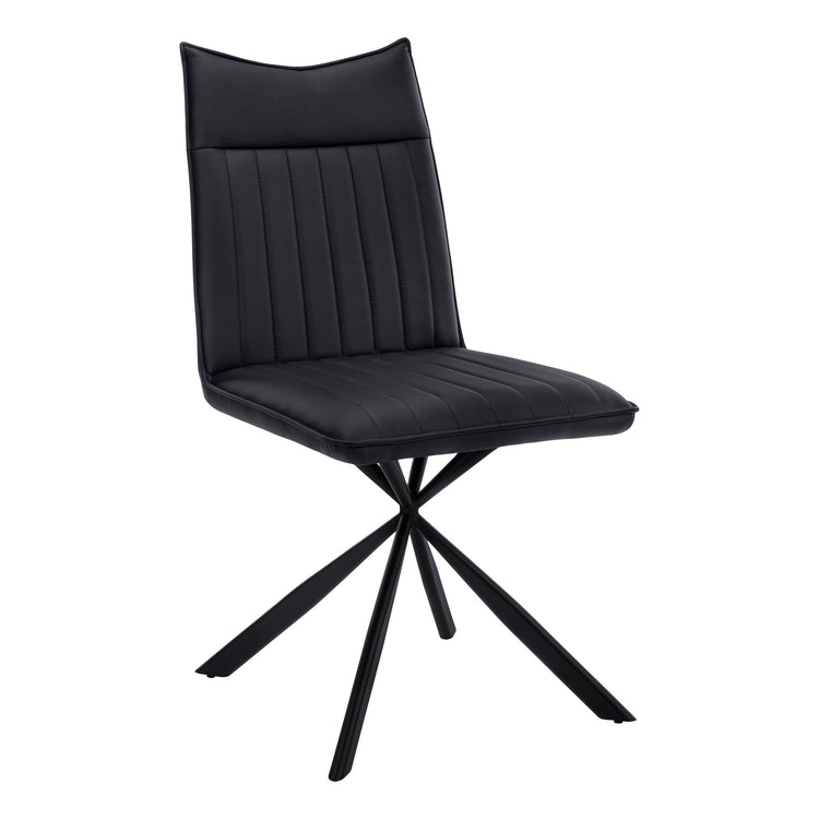 I 1215 Chaise, Lot De 2, Côté, Rembourré, Cuisine, Salle À Manger, Pu D'aspect Cuir, Métal, Noir, Contemporain, Moderne - Simple Boutique