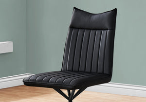 I 1215 Chaise, Lot De 2, Côté, Rembourré, Cuisine, Salle À Manger, Pu D'aspect Cuir, Métal, Noir, Contemporain, Moderne - Simple Boutique