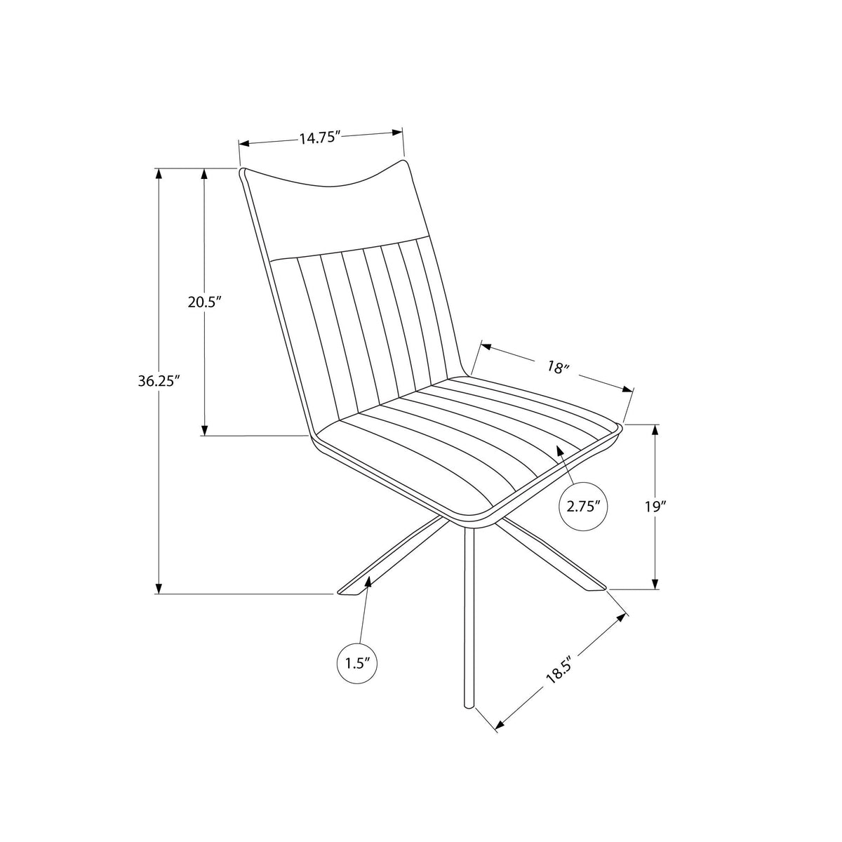 I 1216 Chaise, Lot De 2, Côté, Rembourré, Cuisine, Salle À Manger, En Tissu, Métal, Beige, Noir, Contemporain, Moderne - Simple Boutique