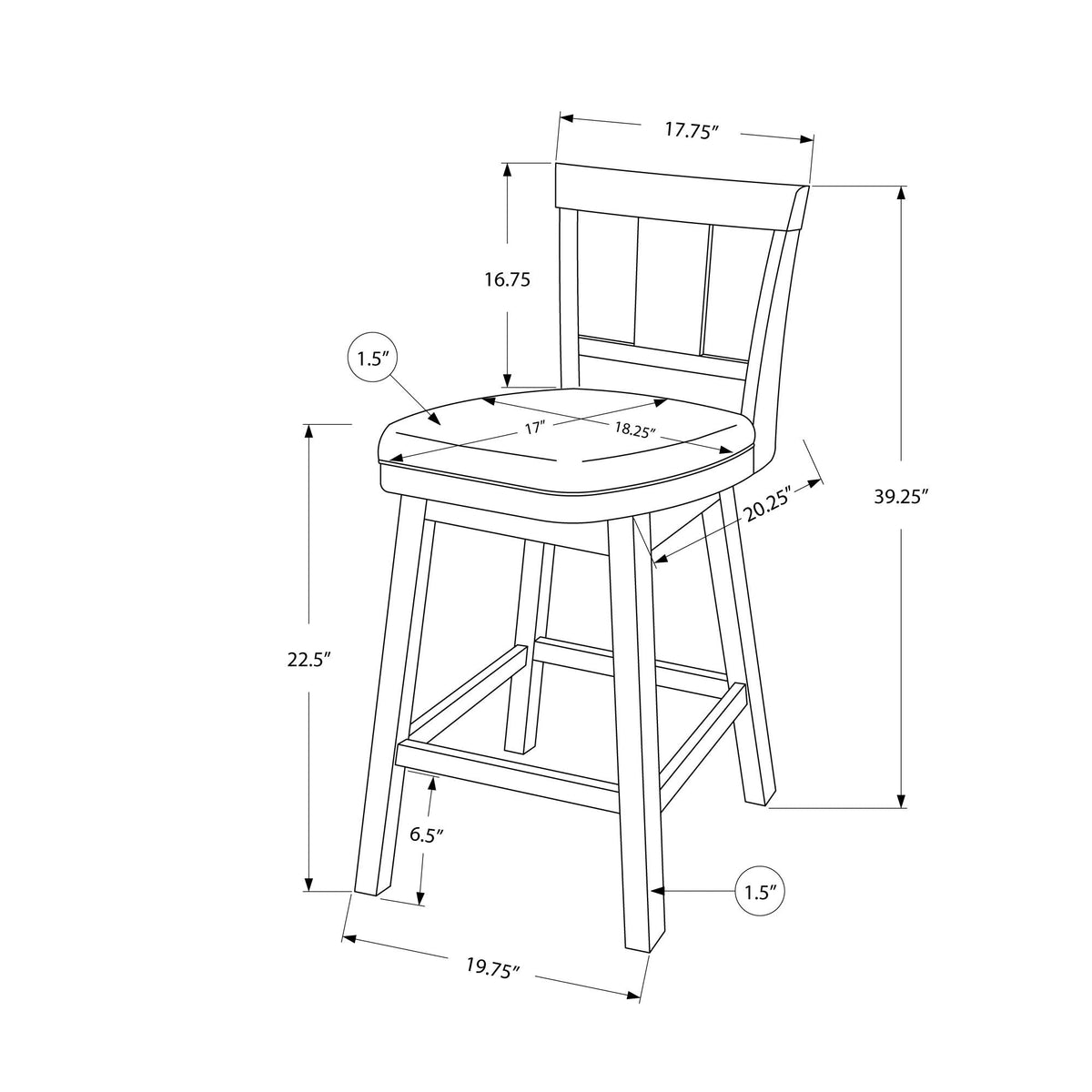 I 1233 Tabouret De Bar, Lot De 2, Pivotant, Hauteur Du Comptoir, Cuisine, Bois, Pu D'aspect Cuir, Blanc, Gris, Transitionnel - Simple Boutique