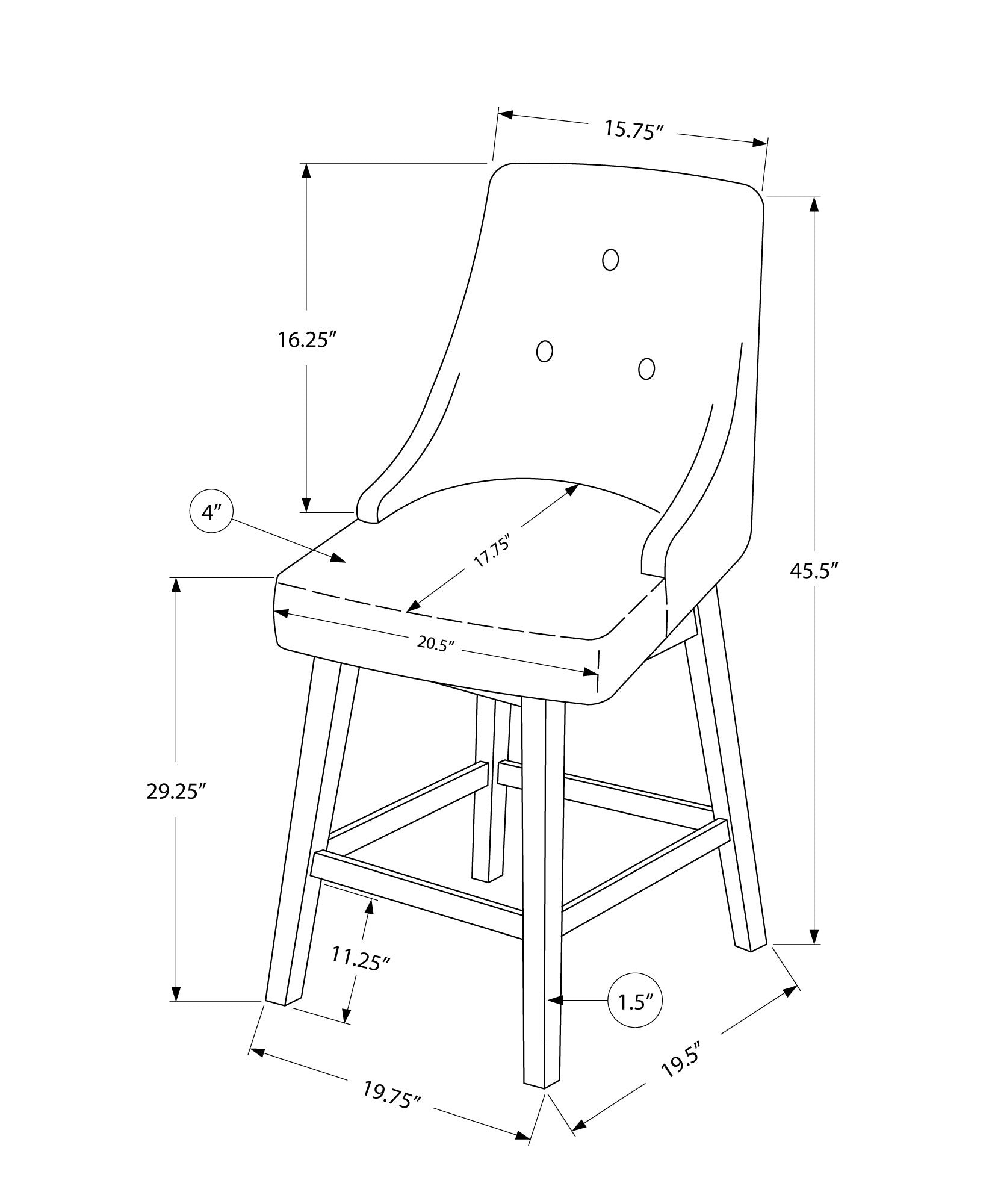I 1243 Tabouret De Bar, Lot De 2, Pivotant, Hauteur Bar, Bois, Pu D'aspect Cuir, Gris, Blanc, Transitionnel - Simple Boutique