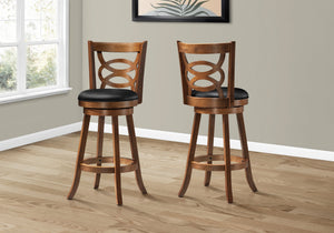I 1251 Tabouret De Bar, Lot De 2, Pivotant, Hauteur Bar, Bois, Pu D'aspect Cuir, Brun, Noir, Transitionnel - Simple Boutique
